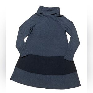 Soft Surroundings navy and blue wool angora blend cowl neck sweater dress